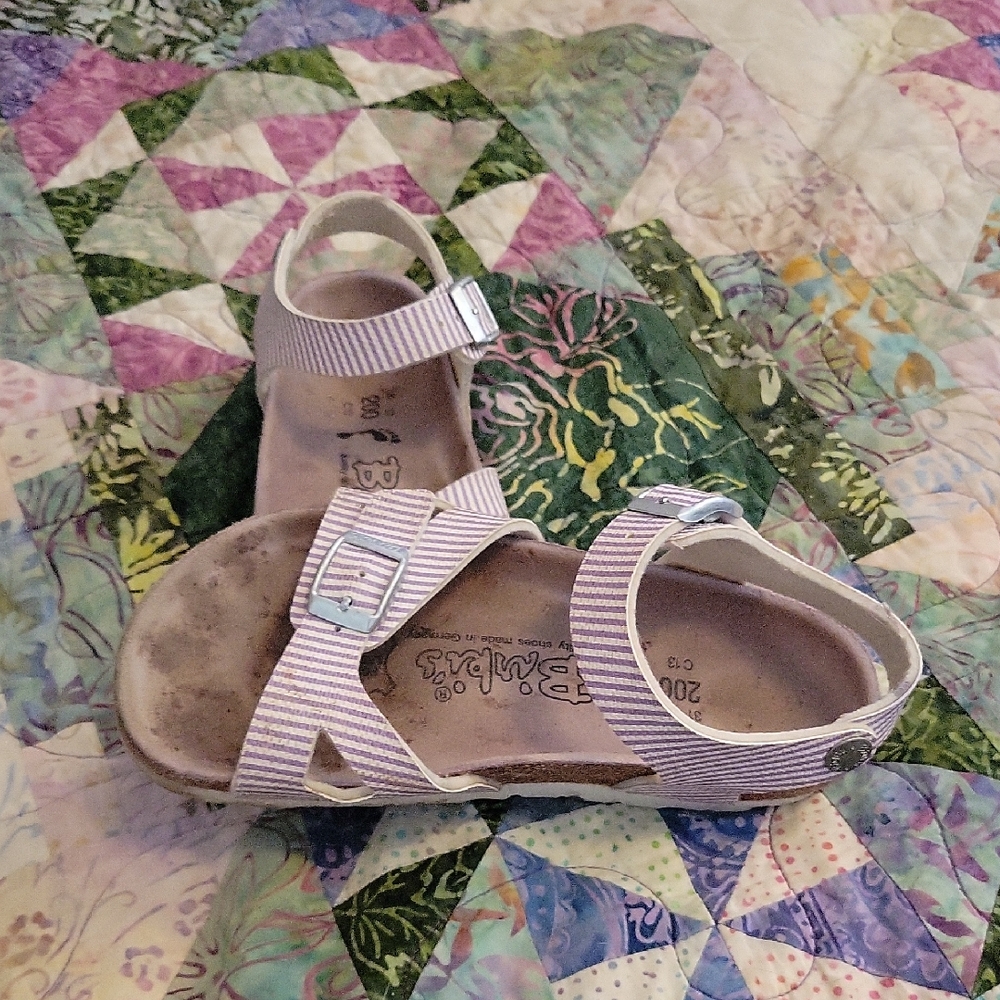 Girls' Pink Stripe Adjustable Buckle Sandals